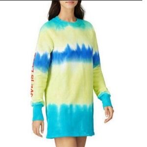 Spiritual Gangster Olivia Tie Dye Pullover Sweatshirt Dress XS LOVE IS LOVE NWT
